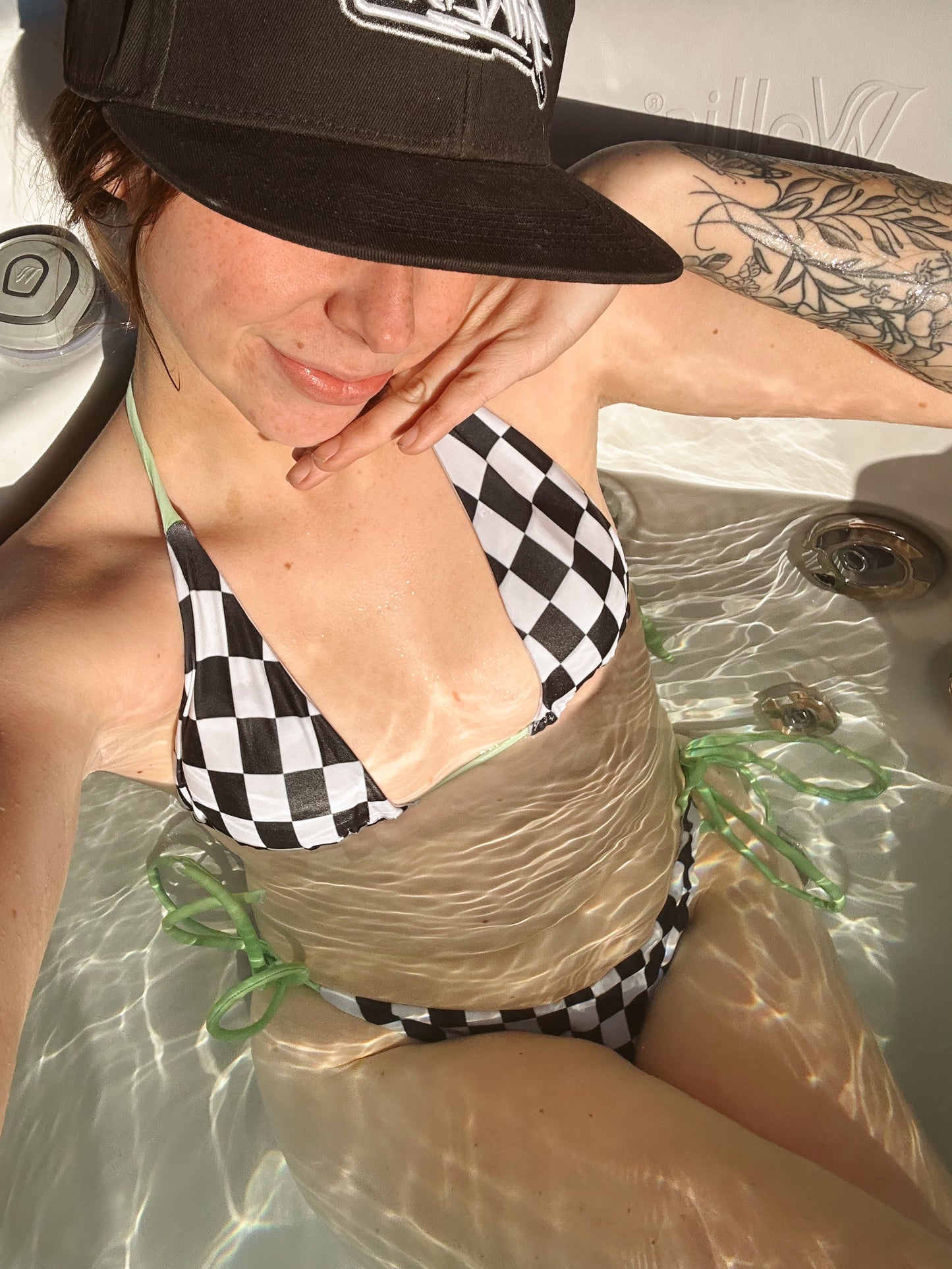 DG Checkered Triangle Bikini Set - GREEN