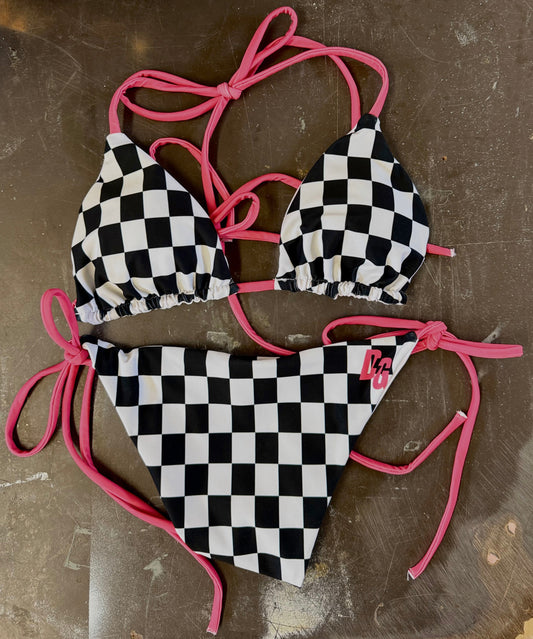 DG Checkered Triangle Bikini Set - PINK