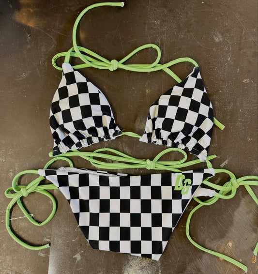 DG Checkered Triangle Bikini Set - GREEN