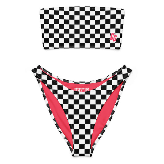 Desert Girl  Checkered Bandeau Bikini Set