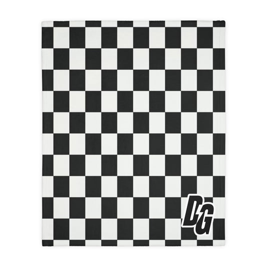 DESERTGIRL Checkered Fuzzy Blanket ( Double Sided )