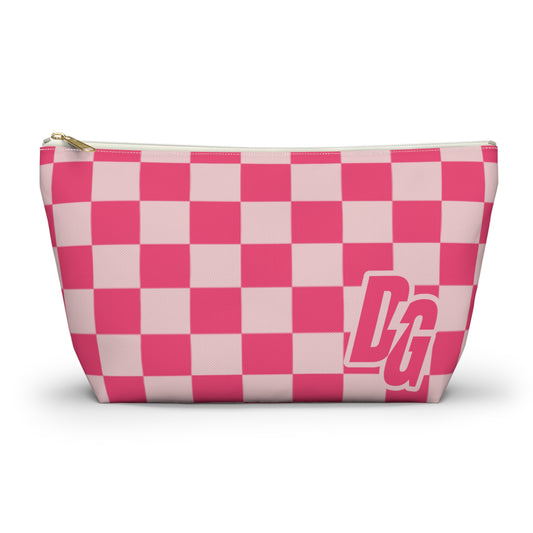 Pink Checkered DG Accessory Pouch w T-bottom